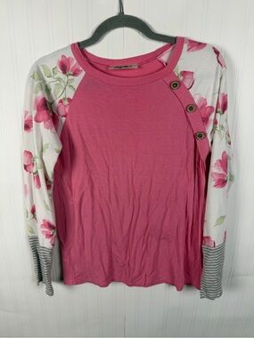 Apt. 9 Pink Floral Raglan Long Sleeve Top